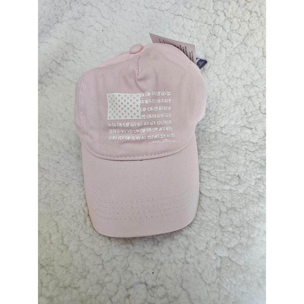 BNWT Women's New Ever Ellis Hat Cap Canines & Veterans USA Flag Paws Strap Back
